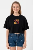 25 Aslan Siyah Kadın Crop Tshirt thumbnail 1