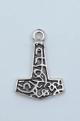 Thor Mjollnir Hammer Gümüş Kaplama Kolye Ucu thumbnail 1