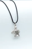 Kaplumbağ  Gümüş Kaplama Deri İp Kolye thumbnail 1