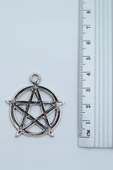 Pentagram Yıldızı Gümüş Kaplama Örme Zincir Kolye thumbnail 3