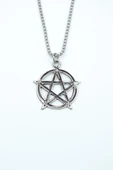 Pentagram Yıldızı Gümüş Kaplama Örme Zincir Kolye thumbnail 1