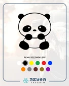 Sevimli Panda Araba Sticker 17x17 Cm Siyah thumbnail 1