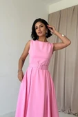 Fuşya Halter Yaka Kloş Elbise thumbnail 2