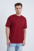 Moxe Collection Erkek Oversize Basic Tişört Bordo thumbnail 2