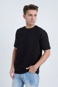Moxe Collection Erkek Oversize Basic Tişört Siyah thumbnail 4