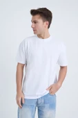Moxe Collection Erkek Oversize Basic Tişört Beyaz thumbnail 2