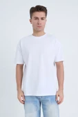 Moxe Collection Erkek Oversize Basic Tişört Beyaz thumbnail 1