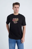Moxe Collection Erkek Oversize Baskılı Tişört Siyah 2000 thumbnail 1
