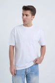 Moxe Collection Erkek Oversize Basic Tişört Beyaz thumbnail 3