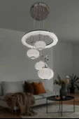 Kristal Küre 4 lü Modern Sarkıt Led Avize thumbnail 4
