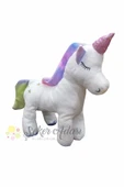 Şeker Adası Unicorn Boynuzlu Peluş At Pony Oyuncak 30 Cm Uyku ve Oyun Arkadaşı Yastık thumbnail 2