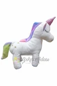 Şeker Adası Unicorn Boynuzlu Peluş At Pony Oyuncak 30 Cm Uyku ve Oyun Arkadaşı Yastık thumbnail 1