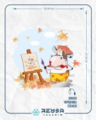 Sonbahar Resim Çizen İnek Sticker thumbnail 2
