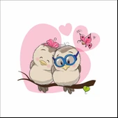 Sevimli Baykuşlar ve Kelebek Sticker thumbnail 1