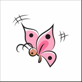 Pembe Çizim Kelebek Sticker thumbnail 1