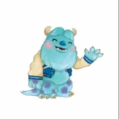 Sevimli Mavi Canavar Karakter Duvar Stickerı thumbnail 1