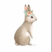 Çiçekli Tatlı Tavşan Duvar Stickerı thumbnail 1