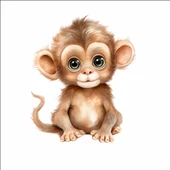 Sevimli Maymun Sticker 1 thumbnail 1