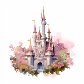 Pembe Şato Masal Duvar Stickerı thumbnail 1