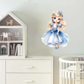 Mavi Elbiseli Tatlı Prenses Duvar Stickerı thumbnail 2