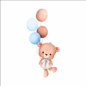 Renkli Balonlu Neşeli Ayıcık Duvar Stickerı thumbnail 1