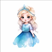 Buz Kraliçesi Mavi Prenses Duvar Stickerı thumbnail 1