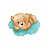 Mavi Bulut Üzerinde Yatan Ayıcık Duvar Stickerı thumbnail 1