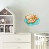 Mavi Bulut Üzerinde Yatan Ayıcık Duvar Stickerı thumbnail 2