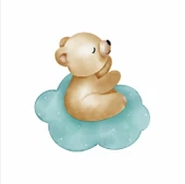 Bulut Üzerinde Uyuyan Ayıcık Duvar Stickerı thumbnail 1