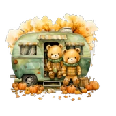 İki Ayıcık ve Kabaklı Karavan Duvar Stickerı thumbnail 2