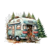 Kış Kampı Karavanı Duvar Stickerı thumbnail 2