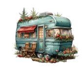Kamp Ateşli Çam Ağaçlı Karavan Stickerı thumbnail 2