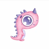 Tatlı Mor Gözlü Dinozor Stickerı thumbnail 1