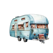 Vintage Mavi Karavan Duvar Stickerı thumbnail 2