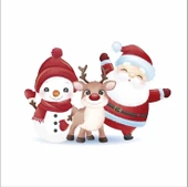 Noel Baba Geyik ve Kardan Adam Duvar Sticker thumbnail 1