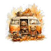 Kamp Yapan Ayıcıklar Karavan Stickerı thumbnail 2