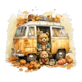 Ayıcık Ailesi Karavanı Duvar Stickerı thumbnail 2