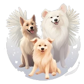 Kanatlı Köpek Ailesi Duvar Sticker'ı thumbnail 2
