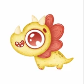 Sarı Boynuzlu Dinazor Duvar Sticker thumbnail 1