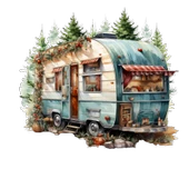 Rustik Çam Ağaçlı Karavan Duvar Stickerı thumbnail 2