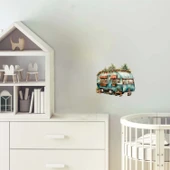 Kırmızı Tavanlı Çam Ağaçlı Karavan Stickerı thumbnail 1