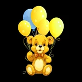 Sarı ve Mavi Balonlu Ayıcık Duvar Stickerı thumbnail 2