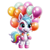 Balonlu Unicorn Duvar Sticker'ı thumbnail 2