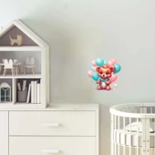 Mavi Papyonlu ve Balonlu Ayıcık Duvar Stickerı thumbnail 1