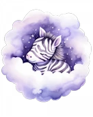 Bulut Üzerinde Uzanan Zebra Yavrusu Duvar Stickerı thumbnail 2