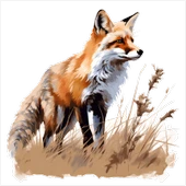 Çimlerin İçinde Duran Tilki Duvar Sticker'ı thumbnail 2