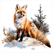 Karlı Manzaralı Tilki Duvar Sticker'ı thumbnail 2