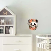 Turuncu Çiçek Taçlı Panda Duvar Stickerı thumbnail 1