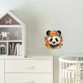 Turuncu Çiçek Taçlı Panda Duvar Stickerı thumbnail 1