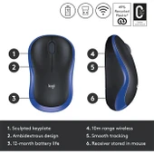 Logitech M185 910-002236 Mavi Optik Kablosuz Mouse thumbnail 2